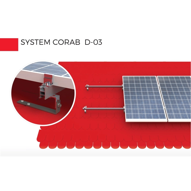 Kronšteinu komplekts saules enerģijas modulim CORAB slīpajam jumtam, bitumena pārklājums D-037