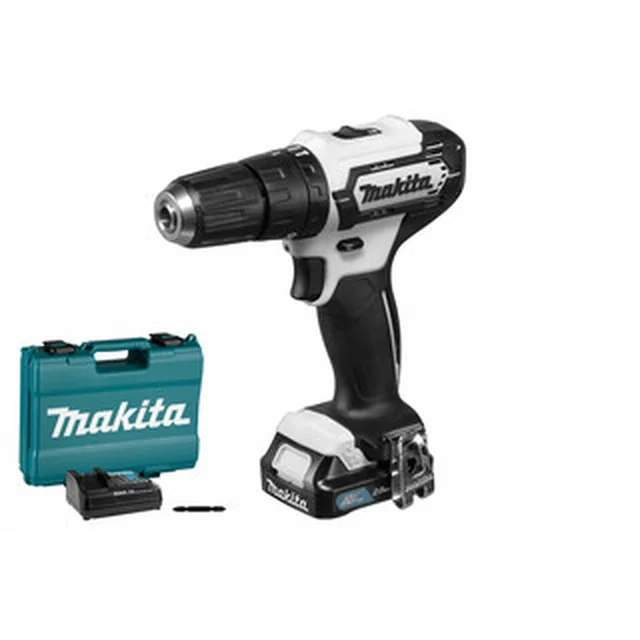 κρουστικό δράπανο μπαταρίας Makita HP333DSAW 12 V | 30 Nm | 0,8 - 10 mm | Βούρτσα άνθρακα | 1 x 2 μπαταρία Ah + φορτιστής | Σε μια βαλίτσα