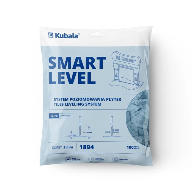 Kubala Smart Level laattojen tasoitusklipsit 3,0mm 100 kpl