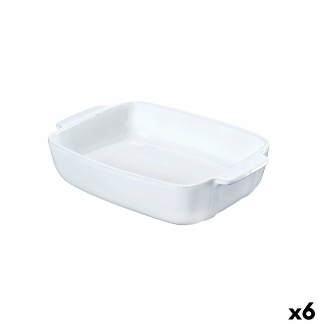 Kuchyňský talíř Pyrex Signature Bílá Keramika Obdélníkový 25 x 19 x 7 cm (6 Kusů)