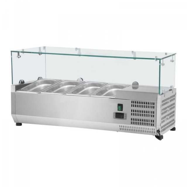 Kühlverlängerung - 4 x GN 1/3 - 120 x 39 cm - Glasabdeckung ROYAL CATERING 10010947 RCKV-120/39-G4