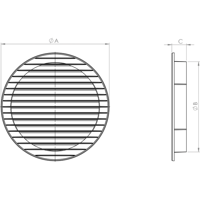 Kulatá mřížka se síťovinou šedá 120 (AOzSs 120)