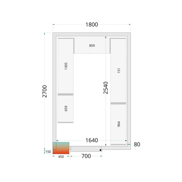 Kylrum komplett 1800 x 2700 x 2200 mm CRPF1827