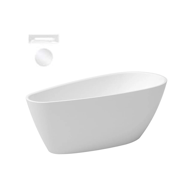 La vasca da bagno freestanding Besco Goya A-line 160 include un coprisifone con troppopieno bianco - AGGIUNTIVO 5% SCONTO PER CODICE BESCO5