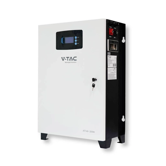 LAAGSPANNING ENERGIEOPSLAG VT-10240 BATTERIJ LiFePo4 VERMOGEN 10,24kWh 200Ah/51,2V; MUURBEVESTIGING; BMS INGEBOUWD; 5 JAAR GARANTIE; IP 20; 5000 KOSTEN