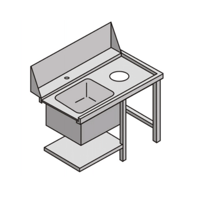 Laddningsbord för diskmaskin med diskbänksfack och avfallsöppning COOKPRO 450020002 450020002
