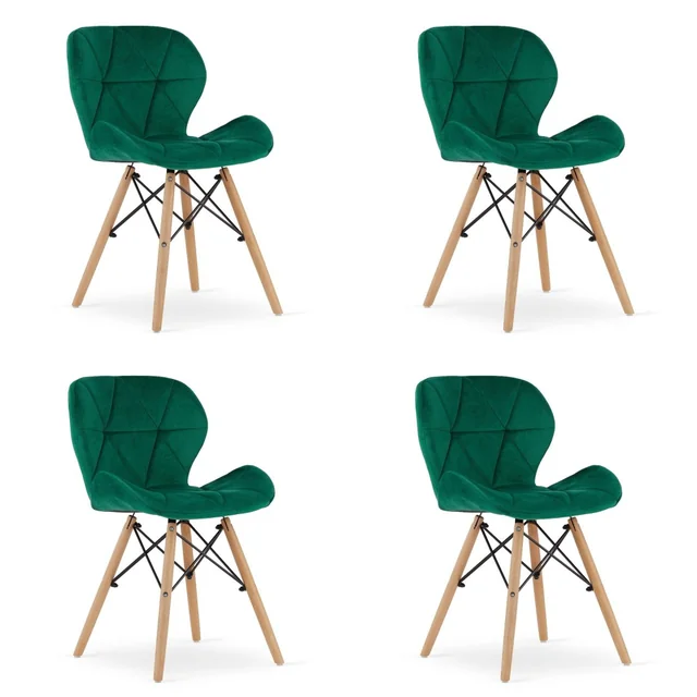 LAGO Chaise en velours - vert x 4