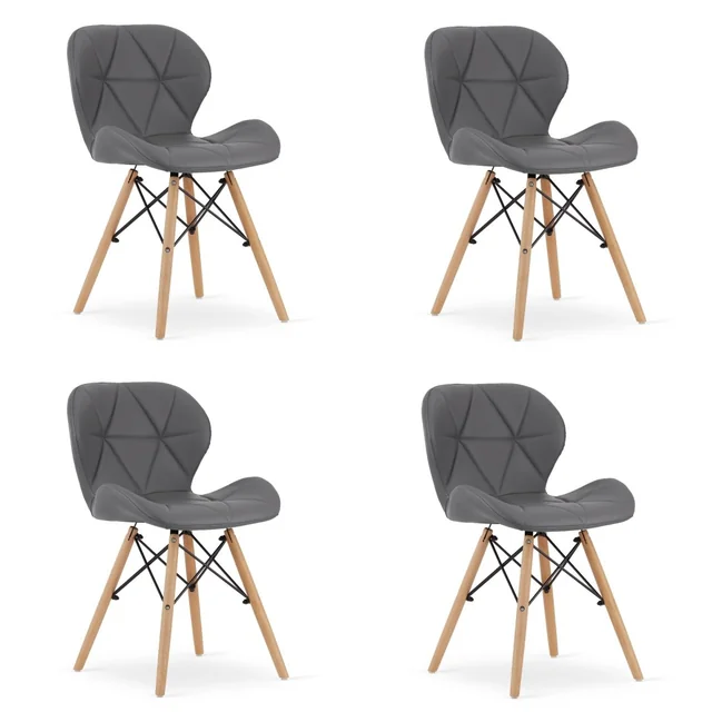 LAGO ekologiškos odos kėdė - pilka x 4