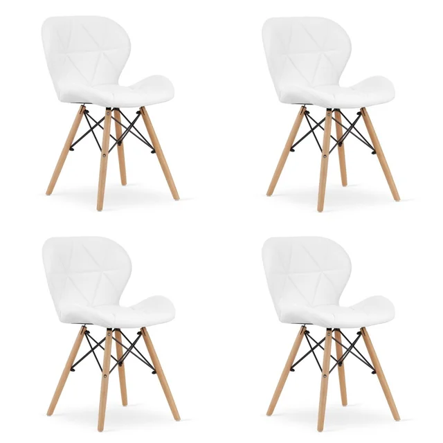 LAGO øko-læder stol - hvid x 4