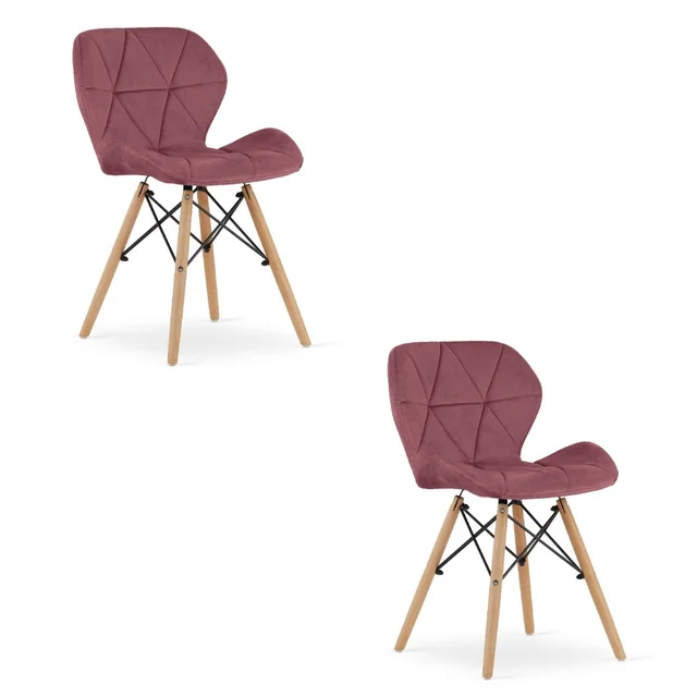 LAGO Velvet chair - dark pink x 2