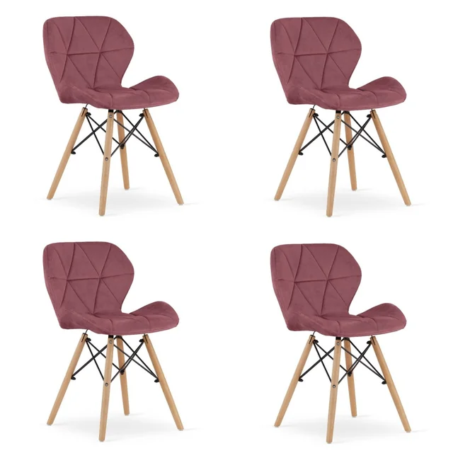 LAGO Velvet chair - dark pink x 4