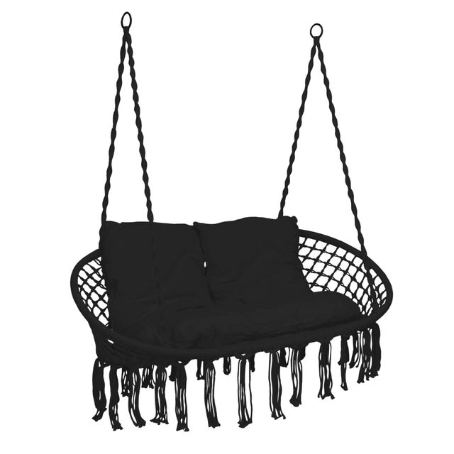 LAGOS μαύρη κρεμαστή πολυθρόνα με μαξιλάρια