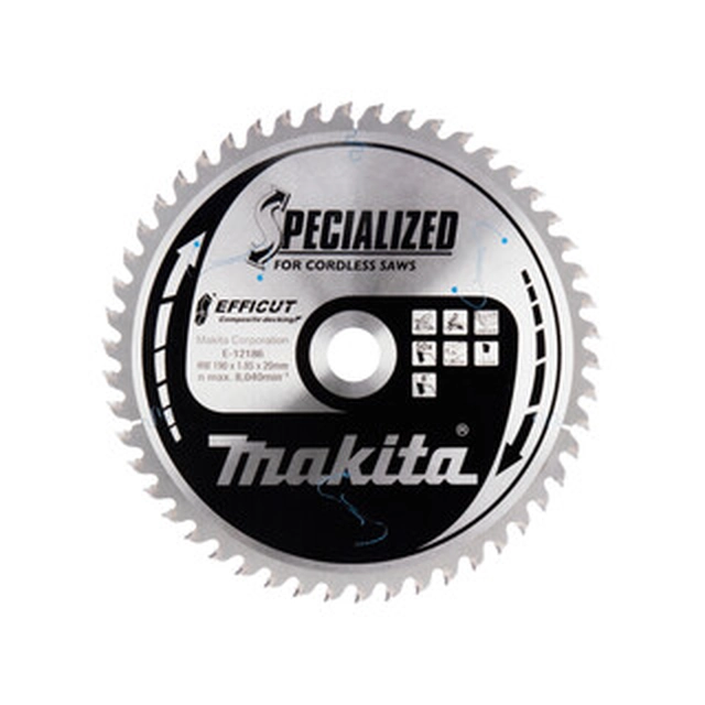 Lama per sega circolare Makita 190 x 20 mm | numero di denti: 50 db | larghezza di taglio: 1,85 mm