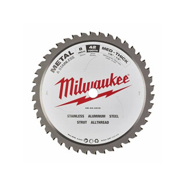 Lama per sega circolare Milwaukee per acciaio - inox Numero denti: 42 pz | 203 x 15,87 x 1,8 mm