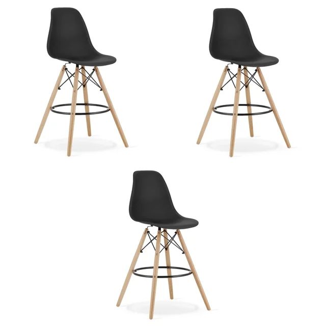 LAMAL stool black / natural legs x 3