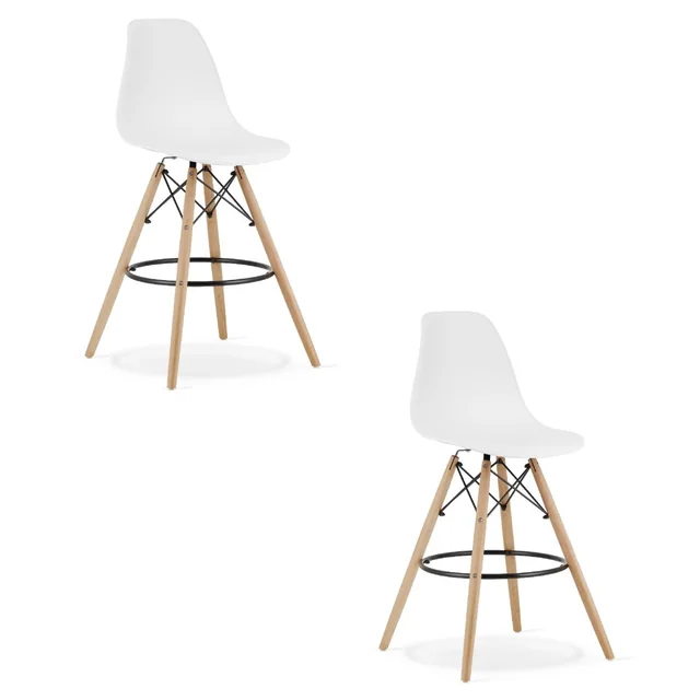 LAMAL stool white / natural legs x 2