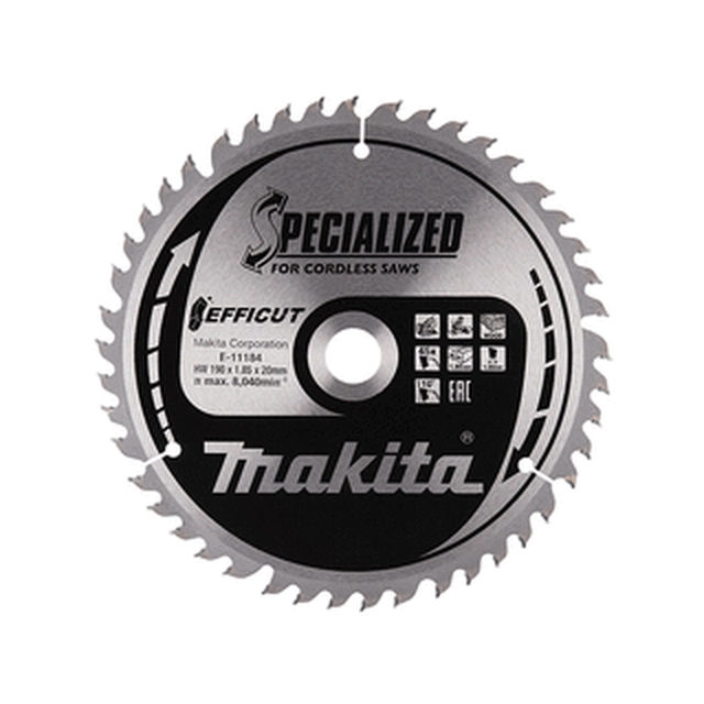 Lame de scie circulaire Makita 190 x 20 mm | nombre de dents : 45 db | largeur de coupe : 1,85 mm