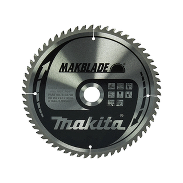 Lame de scie circulaire Makita 255 x 30 mm | nombre de dents : 60 db | largeur de coupe : 2,3 mm