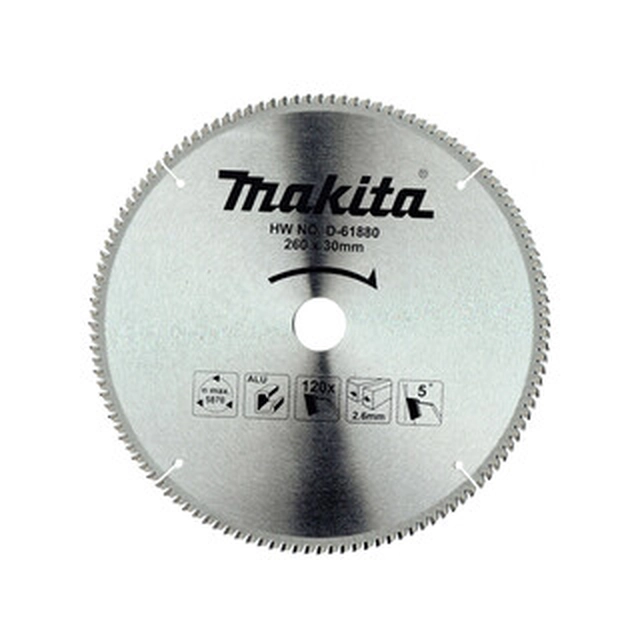 Lame de scie circulaire Makita 260 x 30 mm | nombre de dents : 120 db | largeur de coupe : 2,6 mm