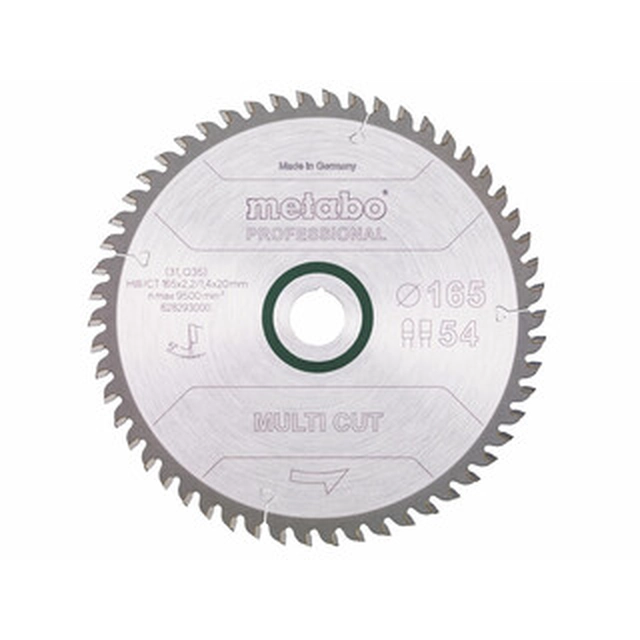 Lame de scie circulaire Metabo 165 x 20 mm | nombre de dents : 54 db | largeur de coupe : 2,2 mm