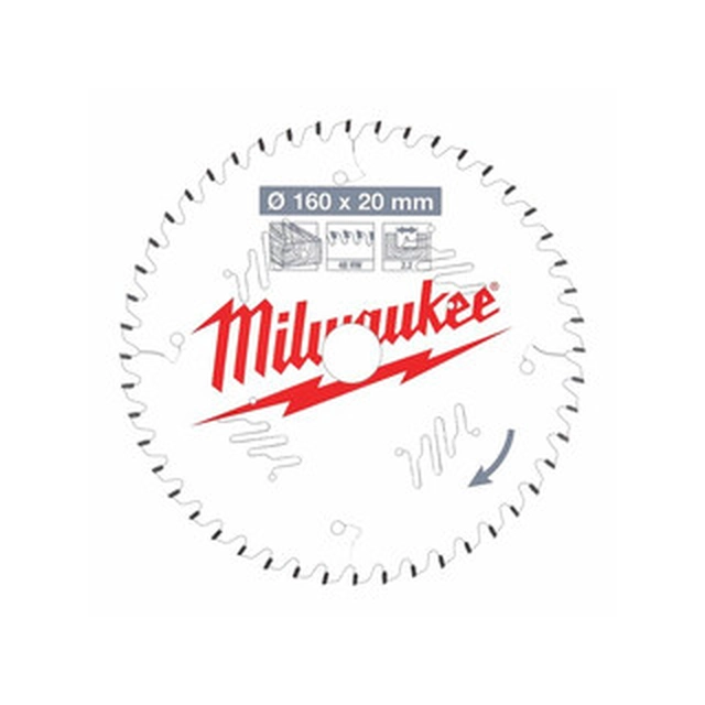 Lame de scie circulaire Milwaukee 160 x 20 mm | nombre de dents : 48 db | largeur de coupe : 2,2 mm