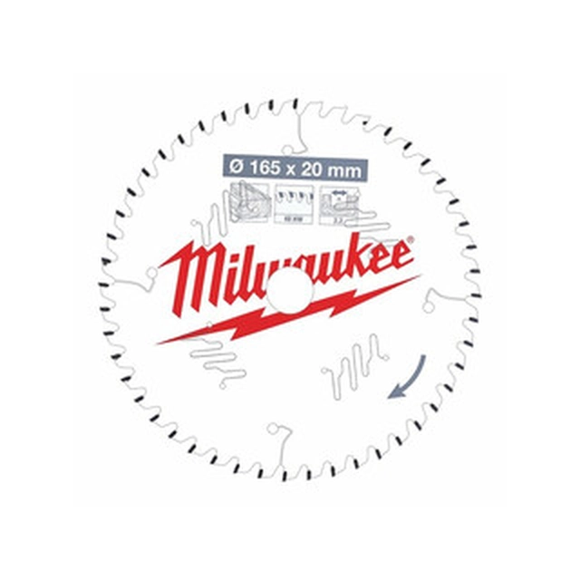 Lame de scie circulaire Milwaukee 165 x 20 mm | nombre de dents : 48 db | largeur de coupe : 2,2 mm