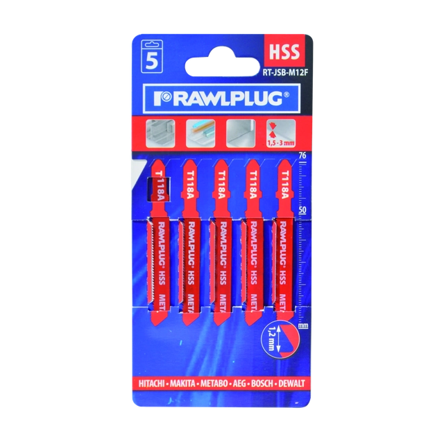 Lame de scie pour métaux Scies sauteuses Rawlplug RT-JSB-M12F 5 pcs