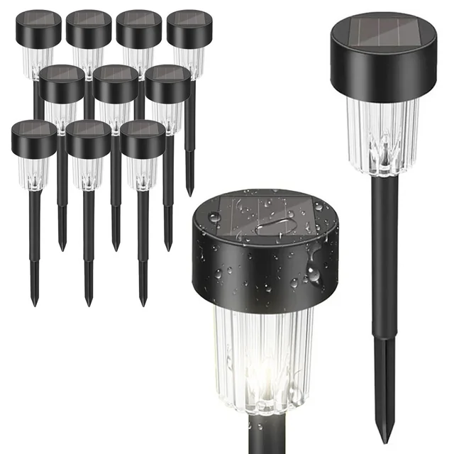 Lampă solară LED încorporată P60258 Negru - set 10 buc