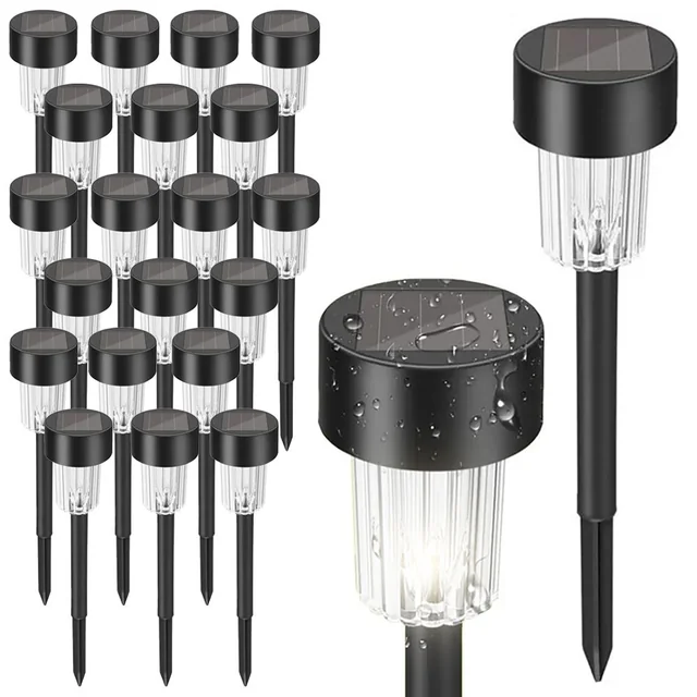 Lampă solară LED încorporată P60258 Negru - set 20 buc