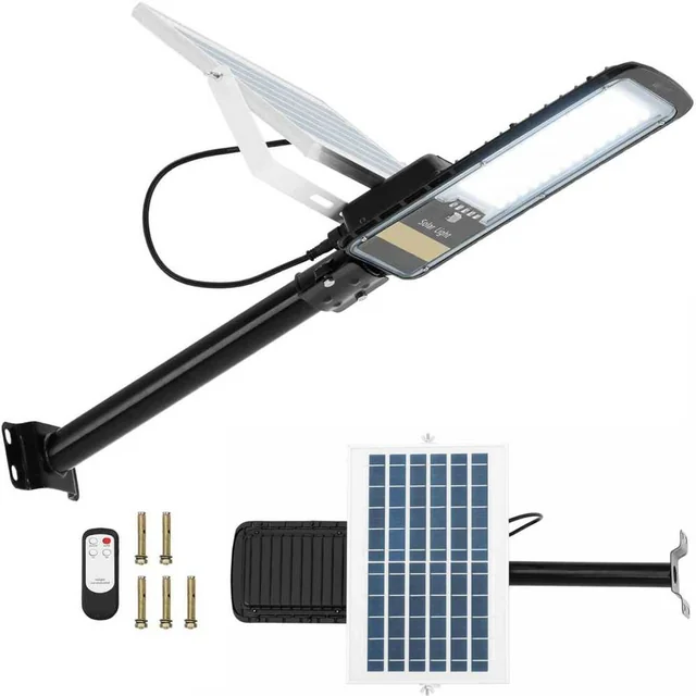 Lampa solarna zewnętrzna miejska uliczna z czujnikami zmierzchu 84 x LED 80 W PILOT