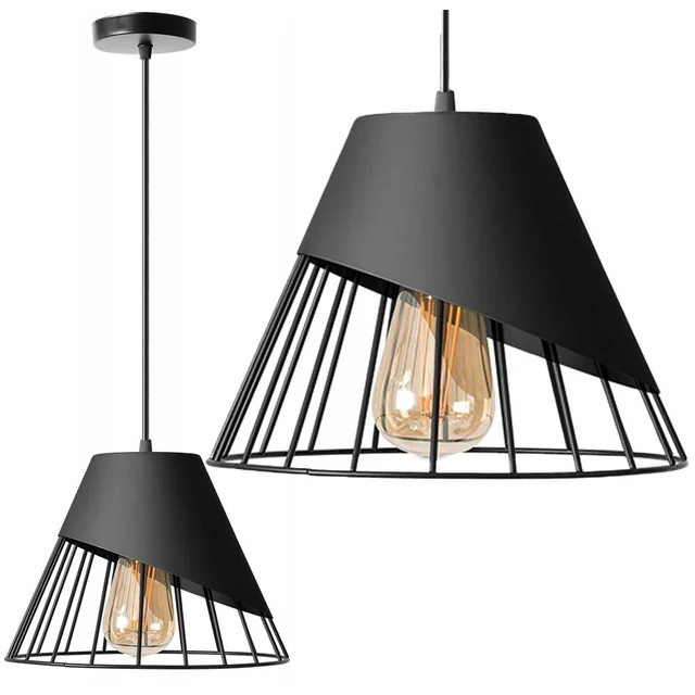 LAMPA SUFITOWA WISZĄCA KLOSZ METAL APP227-1CP CZARNA