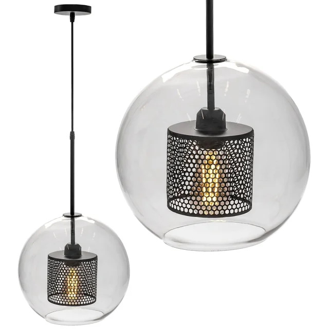 Lampa wisząca szklana loft APP558-1CP 25cm czarna