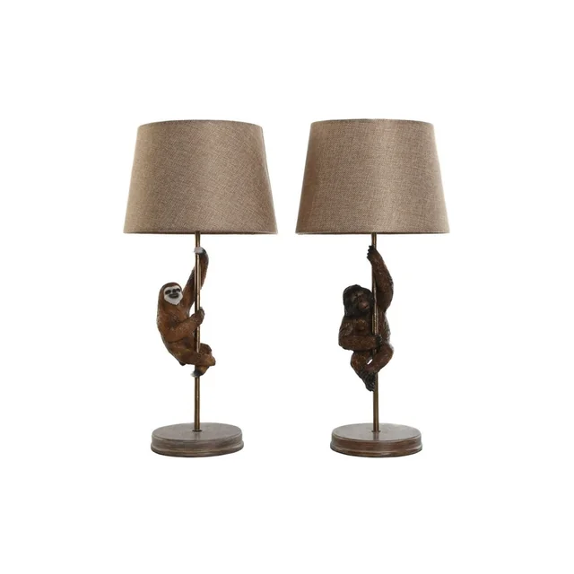 Lampada da tavolo Home ESPRIT Marrone Metallo Resina 50 W 220 V 26 x 26 x 53,5 cm (2 Pz)