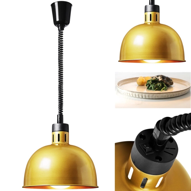 Lâmpada infravermelha de aquecimento de alimentos IR, suspensa, diâmetro dourado. 29 cm 250 W