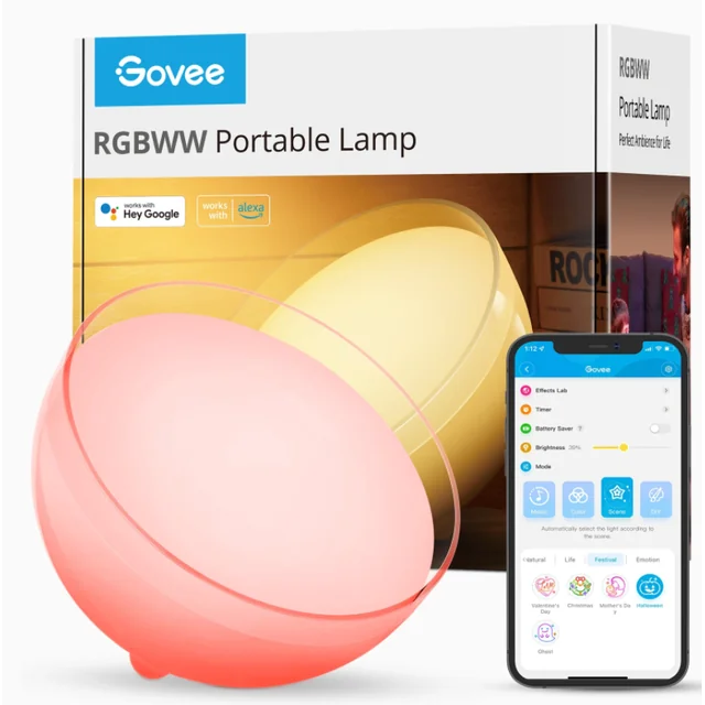 Lámpara de mesa portátil Govee, RGBWW