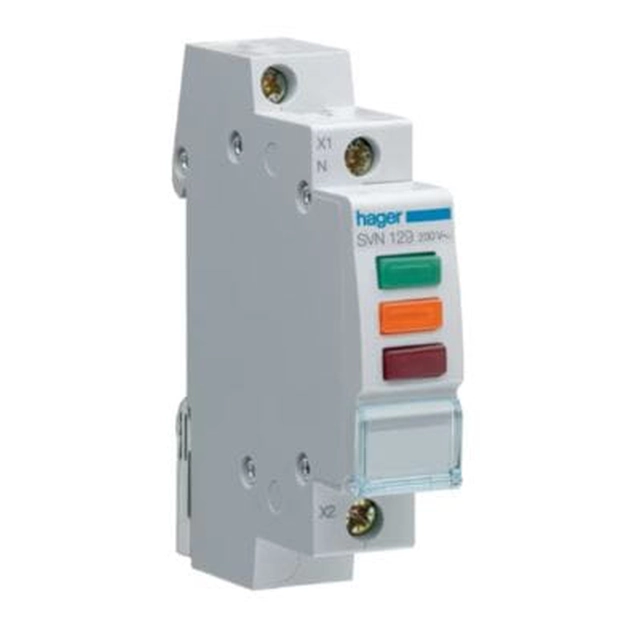 Lámpara de señalización modular, triple verde/naranja/rojo 230V AC Hager SVN129
