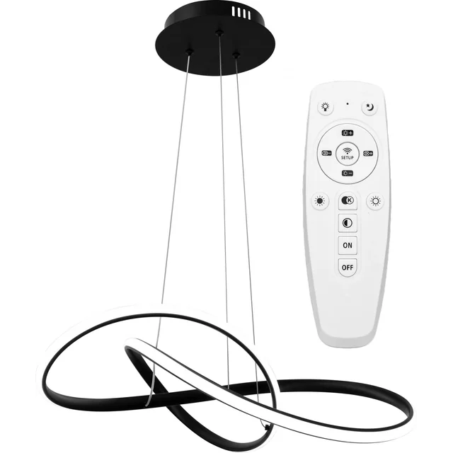 Lámpara de techo colgante con aro moderna LED + mando a distancia APP395-CP negro