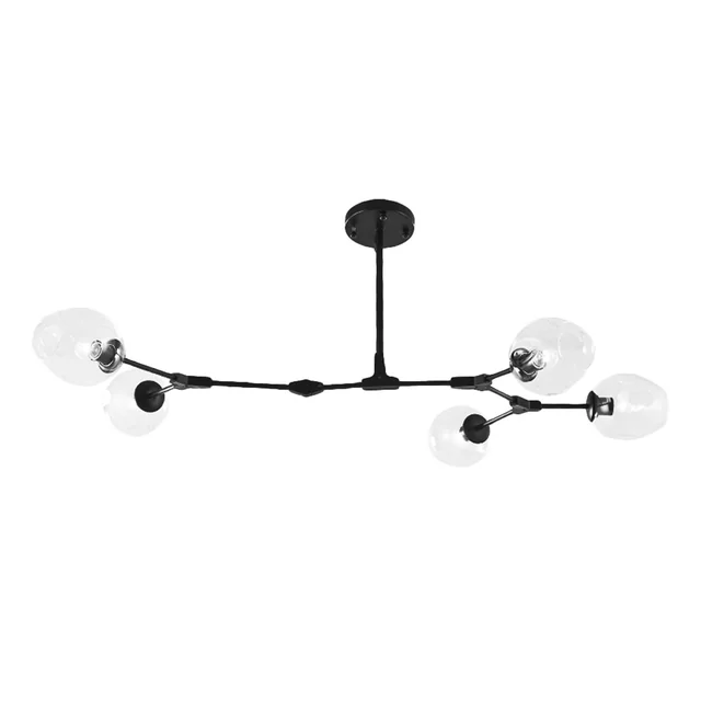 Lampe à Suspension Boule de Verre 5 Bras APP504-5C Noir