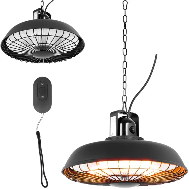 Lampe chauffante terrasse infrarouge suspendue avec télécommande 600/1200/1800 W