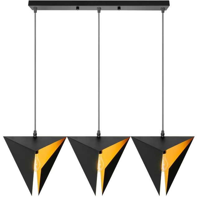 LAMPE GÉOMÉTRIQUE TRIANGULAIRE, TRIPLE APP254-3CP NOIRE