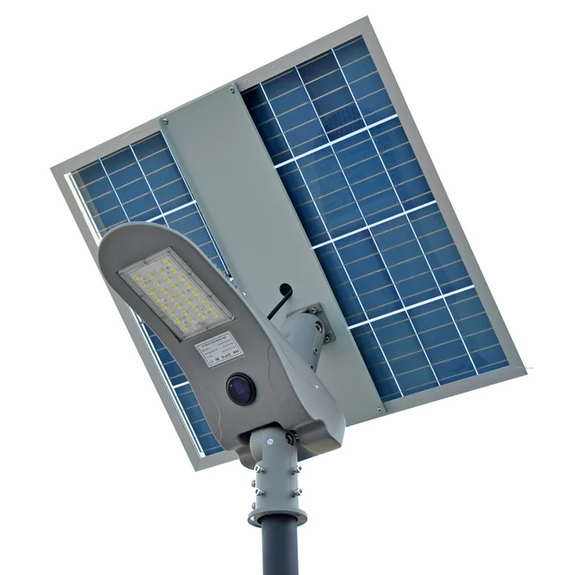 Lampione stradale a LED solare SANKO serie FP-03 (LED 20W 4000lm pannello bifacciale 60W LiFePO4 15Ah)