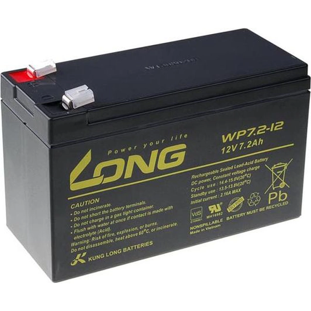 Lange batterij 12V/7.2Ah (PBLO-12V007,2-F2A)