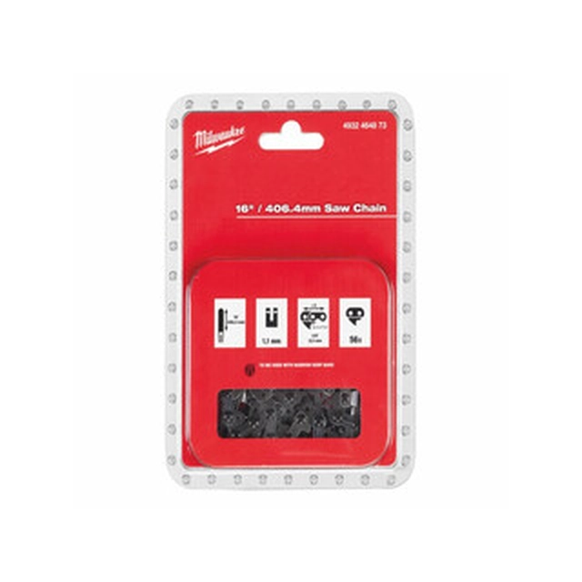 Lanț de ferăstrău cu lanț Milwaukee 406,4 mm | 1,1 mm | 3/8 inci