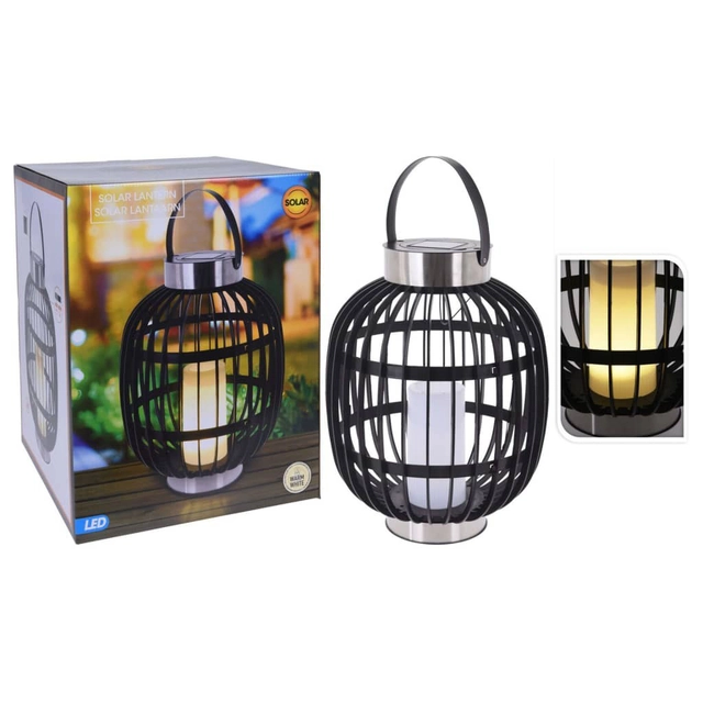 Lantern de gradina ProGarden Solar LED cu lumanare, negru, 35 cm