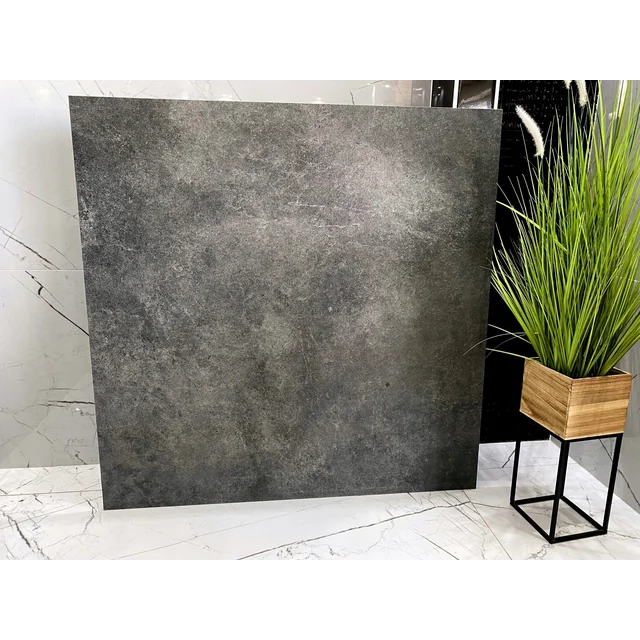 Large concrete-like stoneware tiles 120x120 structure ANTHRACITE STEEL THE CHEAPEST