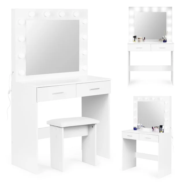 Large modern cosmetic dressing table, mirror lighting