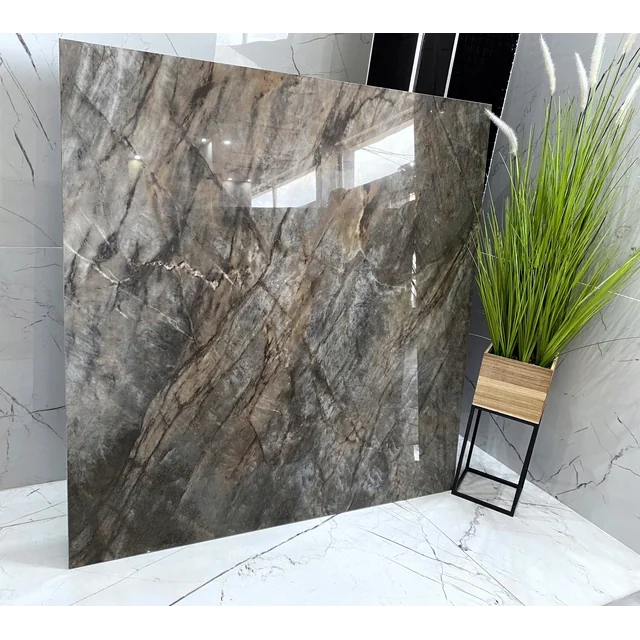 Large polished slabs MARBLE STONE stoneware GRAPHITE 120x120 HIGH GLOSS