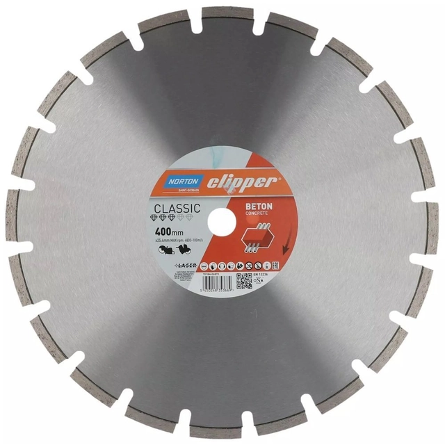 LASER NORTON CLIPPER DIAMOND BLADE NORTON CLASSIC COCONRETE LASER 400 ΜΜ Χ25,4 ΜΜ ΣΚΥΡΟΔΕΜΑ για ΚΟΠΕΥΤΗ NORTON CS401 ΕΠΙΣΗΜΟΣ ΔΙΑΝΟΜΕΑΣ - ΕΞΟΥΣΙΟΔΟΤΗΣΗ ΑΝΤΙΠΡΟΣΩΠΟΣ NORTON CLIPER