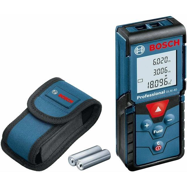Laserový měřič vzdálenosti Bosch GLM 40, 1,5 W,40 m + látkové pouzdro