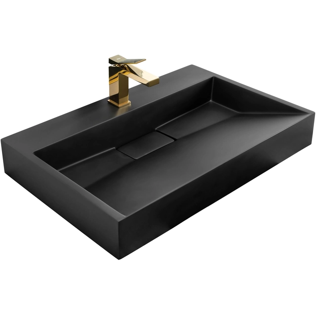 LAVABO À POSER CONGLOMÉRÉ GOYA NOIR MAT 70CM